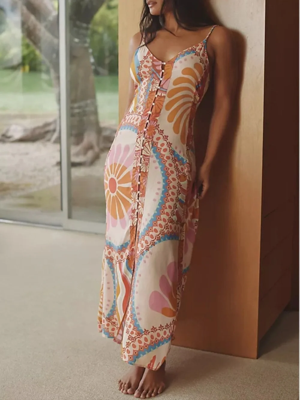 Maaji Pink Orange Blue Floral Maxi Dress - Picture 1 of 16